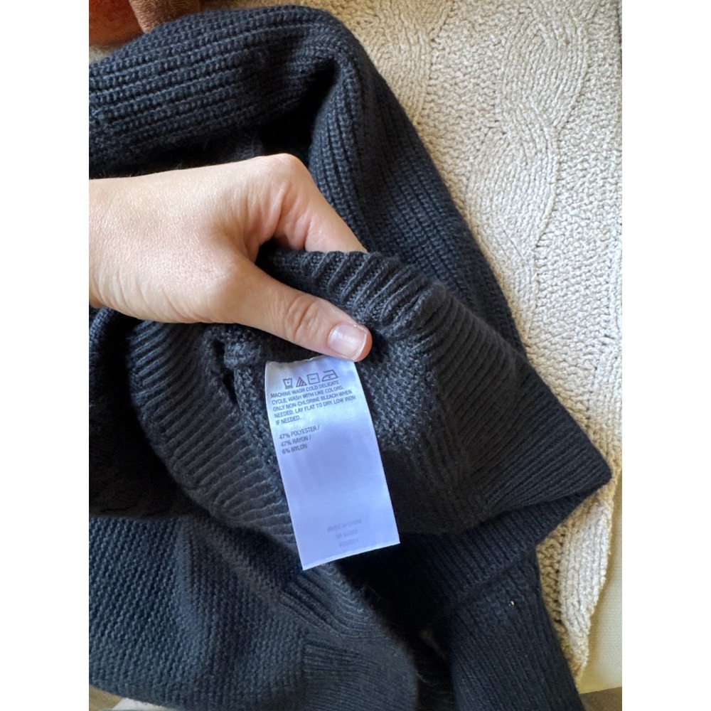 AnyBody Women Black Mixed Cable Knit Crew Neck Sweater Size Large Pullover - Picture 4 of 4
